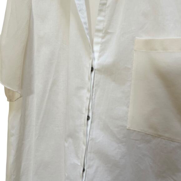 Helmut Helmut Lang White Cotton Silk Combo Short Sleeve Blouse L NWT Barneys - Picture 6 of 10